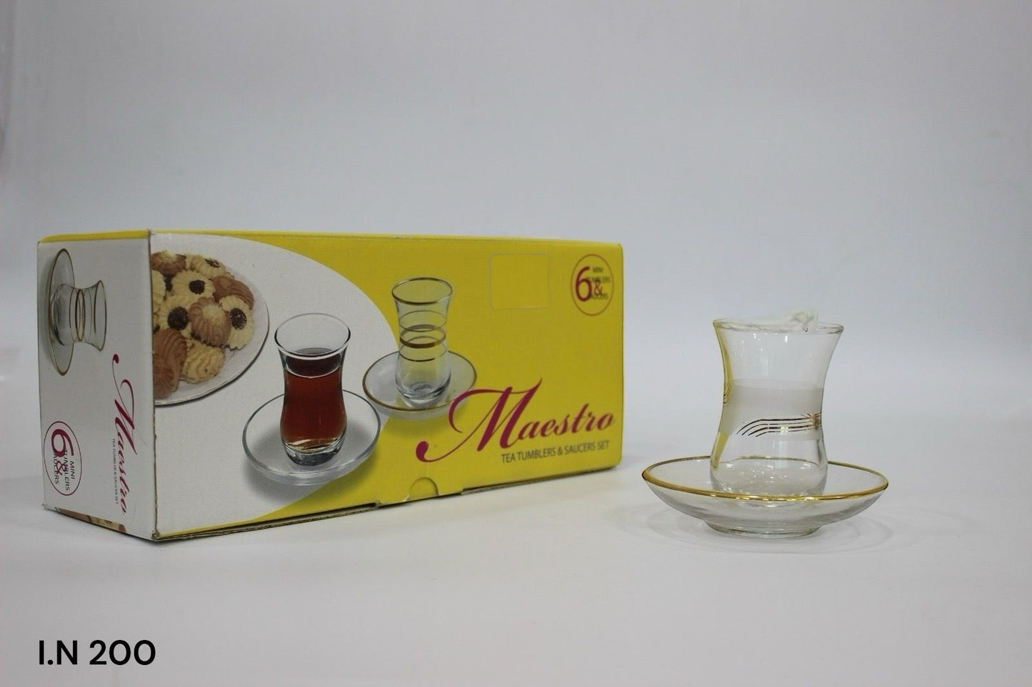 Assorted Glass Tea Cup Set – Multiple Designs & Sizes