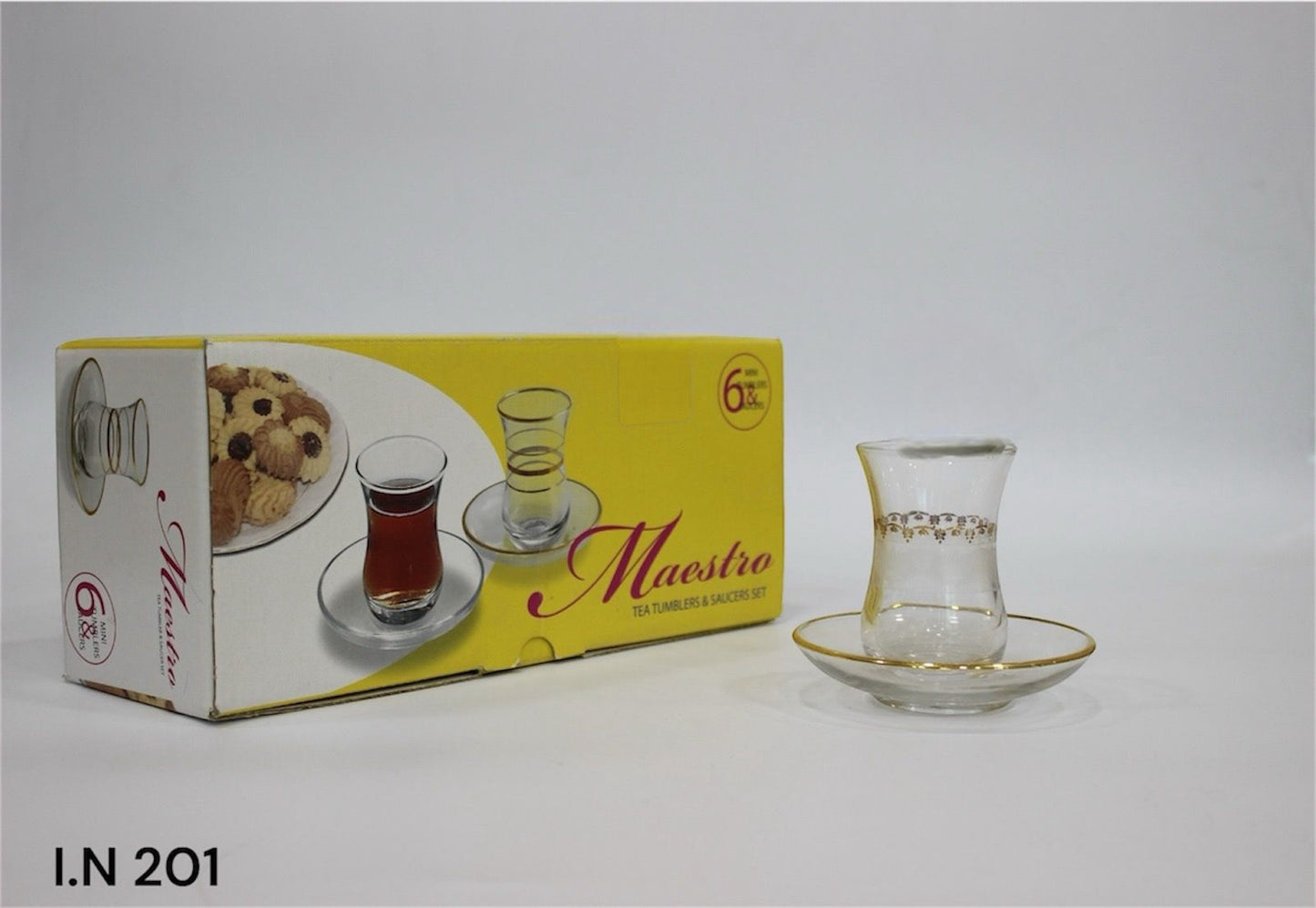 Assorted Glass Tea Cup Set – Multiple Designs & Sizes