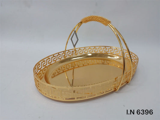 Decorative Serving Tray with Handle – Available in Gold and Silver
