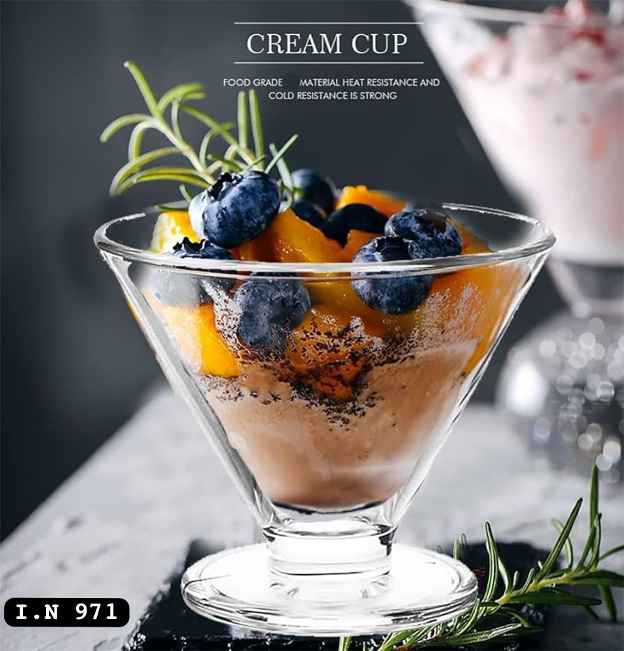 Glass Ice Cream Cup Set – 3 Pieces (225 ml)