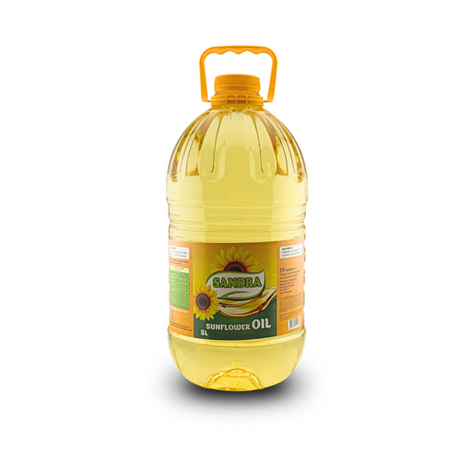 Sandra Sunflower Oil 5L, 1.32 GAL , 169 Oz – 100% Pure, Cholesterol Free
